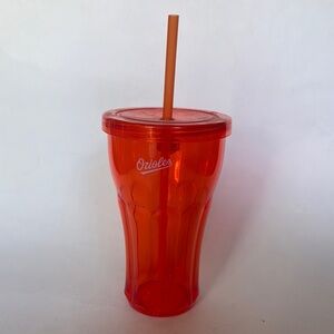 ORIOLES 30th Anniversary Camden Park Orange Plastic Drink Cup Lid Straw …